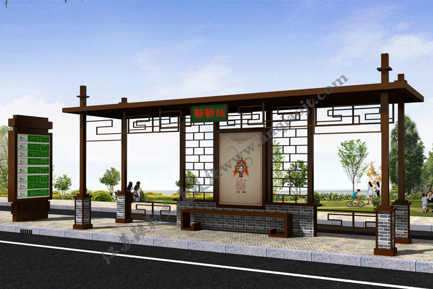 仿古候車(chē)亭AN1008-公交車(chē)站臺站亭公交站牌