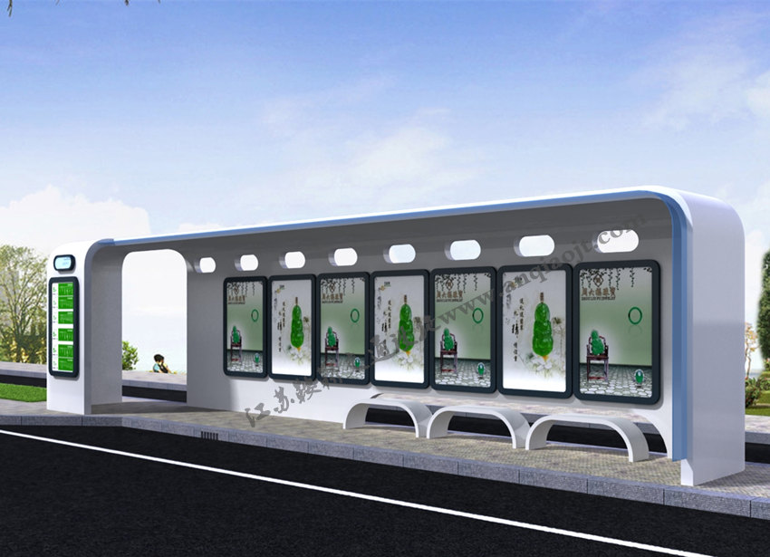 現代城市公交候車(chē)亭站臺AN1068-城市公交站亭