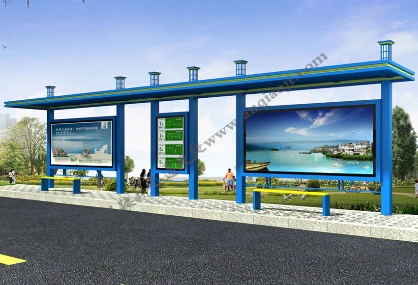 現代城市公交候車(chē)亭站臺AN1042-城市公交站亭