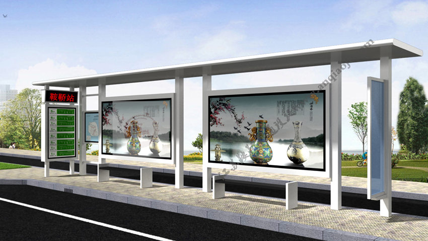 現代城市公交候車(chē)亭站臺AN1074-城市公交站亭
