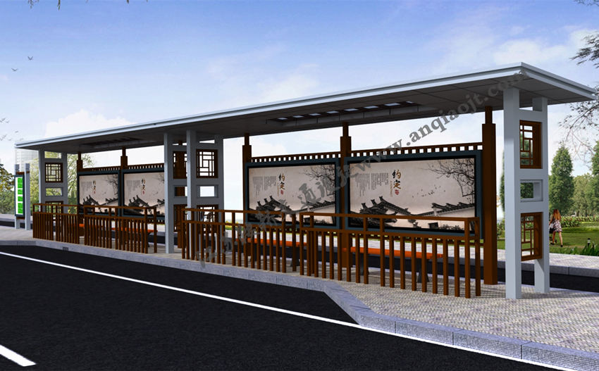 仿古候車(chē)亭AN1023-公交車(chē)站臺站亭公交站牌